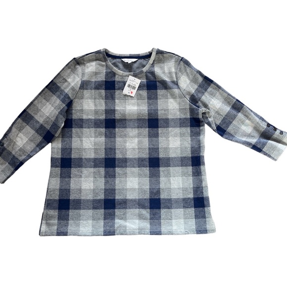 Northern Reflections Sweaters - NWT Blue and Grey Plaid Top, Sz M